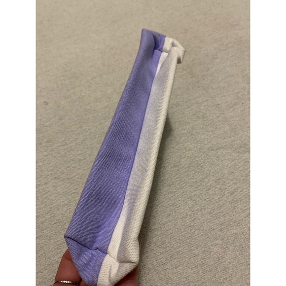 Mugler Angel Beach Zip NWOT Small Cosmetic Canvas Bag Beige Purple - Picture 5 of 8